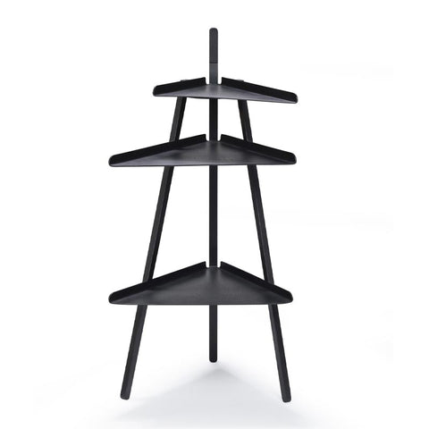 Trio Corner Bookshelf - Black Stained Oak - des. Achille Castiglioni & Giancarlo Pozzi (1988), by Cassina