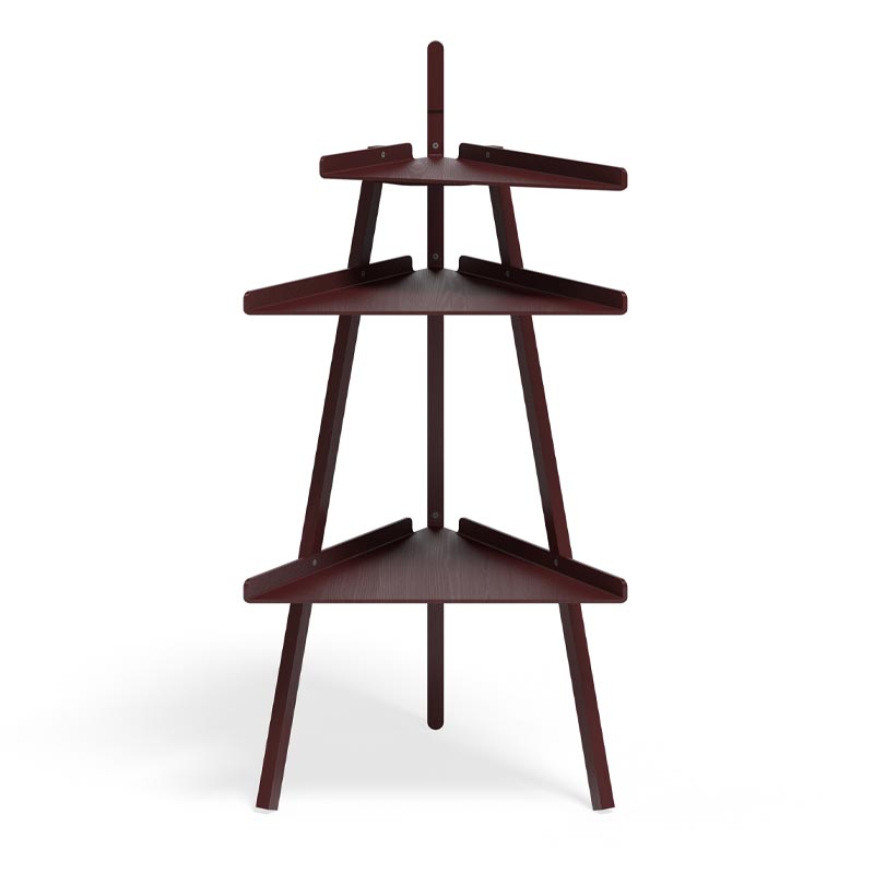 Trio Corner Bookshelf - Pinot Noir Stained Oak - des. Achille Castiglioni & Giancarlo Pozzi (1988), by Cassina