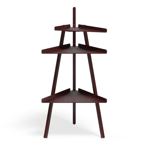 Trio Corner Bookshelf - Pinot Noir Stained Oak - des. Achille Castiglioni & Giancarlo Pozzi (1988), by Cassina