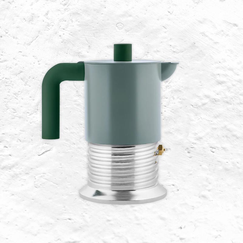 Vite Espresso Coffee Maker - 3 cup - Green - des. Philippe Malouin for Alessi