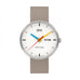 Simplex Watch, Beige Leather Strap, Blue and Yellow Hands, WG007-03, by Walter Gropius