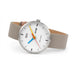 Simplex Watch, Beige Leather Strap, Blue and Yellow Hands, WG007-03, by Walter Gropius