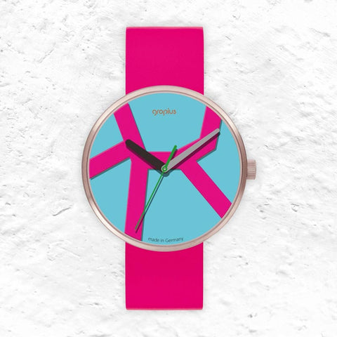 Move Watch, Pink Leather Strap, by Walter Gropius