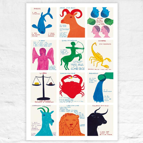 Signs of the Zodiac poster by David Shrigley