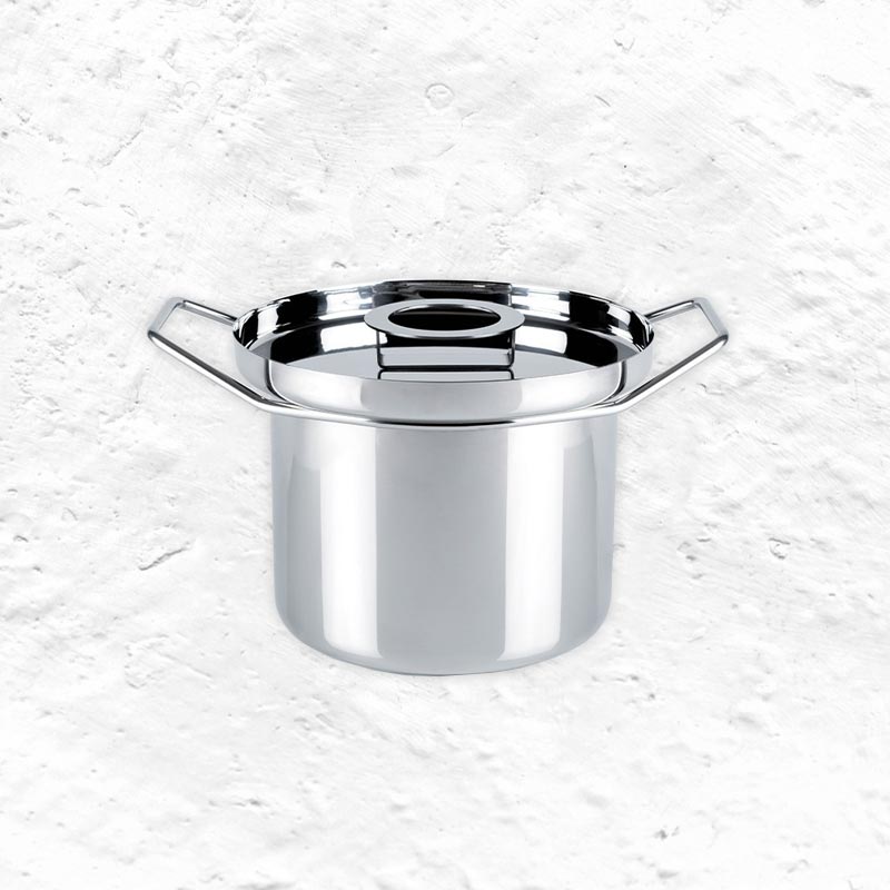 Back/Up Polished Steel 26cm Stockpot with Lid - des. Rodolfo Dordoni for KnIndustrie