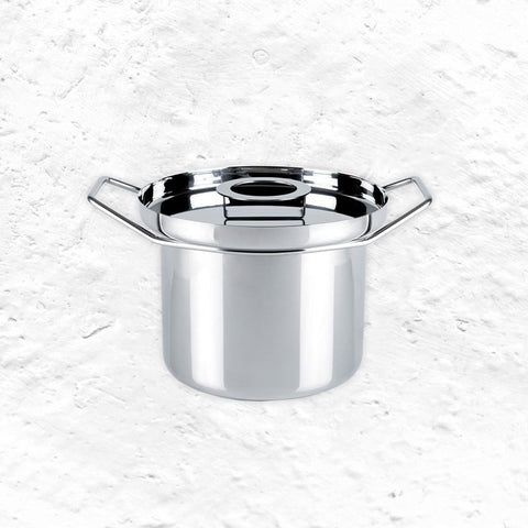 Back/Up Polished Steel 26cm Stockpot with Lid - des. Rodolfo Dordoni for KnIndustrie