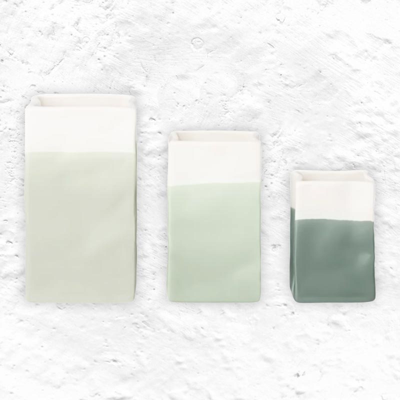 Mini Porcelain Bag Vase Set of Three, by Räder
