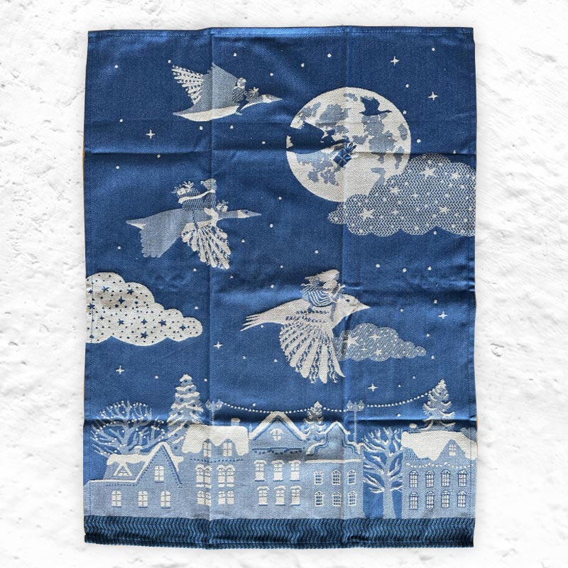 Minuit Blanc - Christmas Tea Towel - by Tissage Moutet