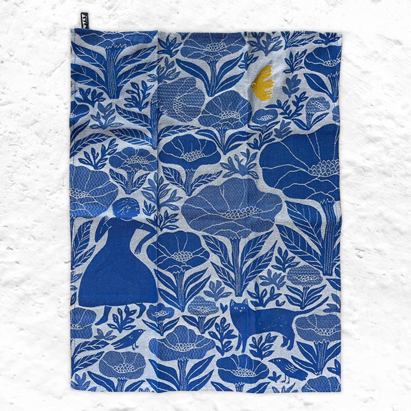 Blue Garden (Jardin Bleu) Tea Towel, by Tissage Moutet