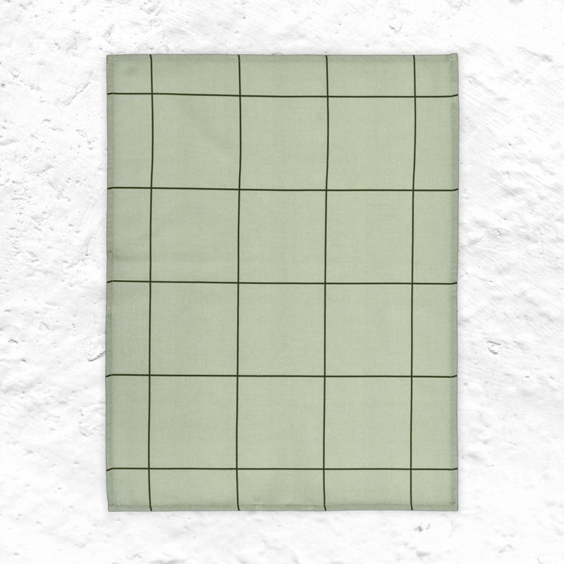 Checks and Stripes Tea towel - Green - by Muurla