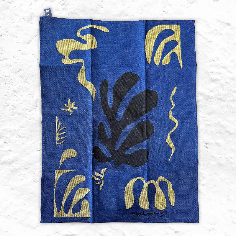 "Composition fond bleu" Tea Towel (Matisse), by Moutet Tissage