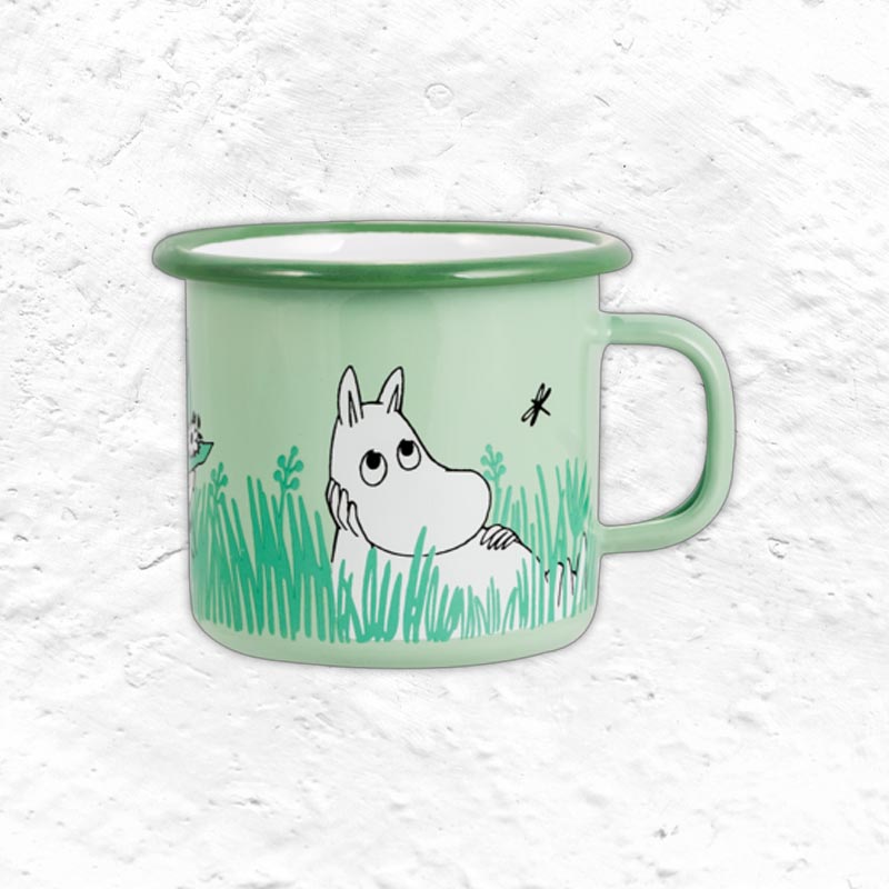 Moomin Enamel Mug - In the garden, boys - by Muurla