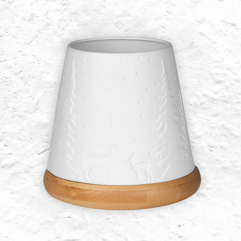 Tea Light Holder with Wooden Base - Forest - by Räder