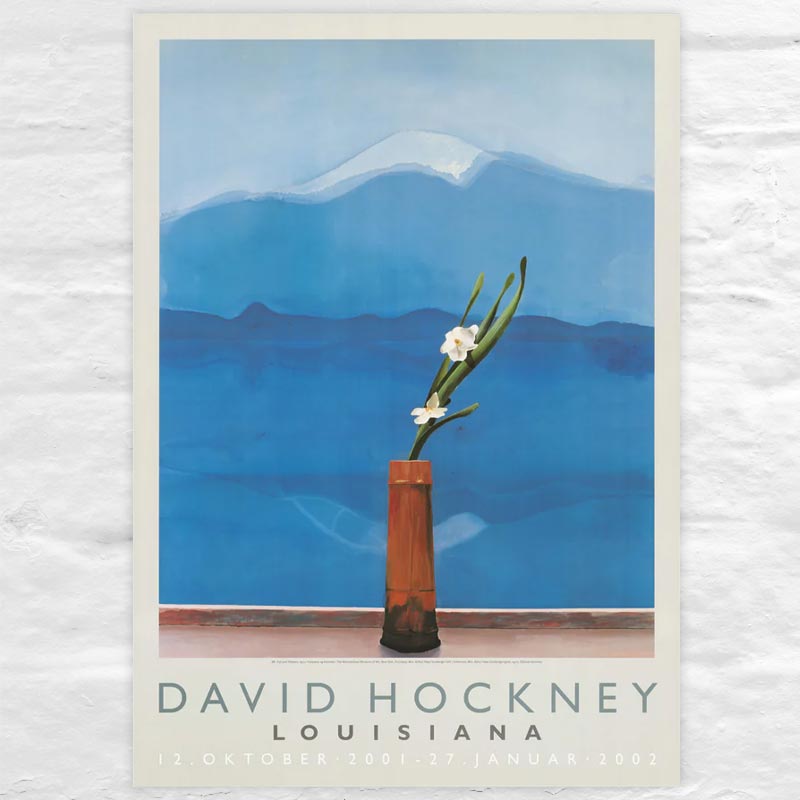 Mount Fuji and Flowers poster by David Hockney
