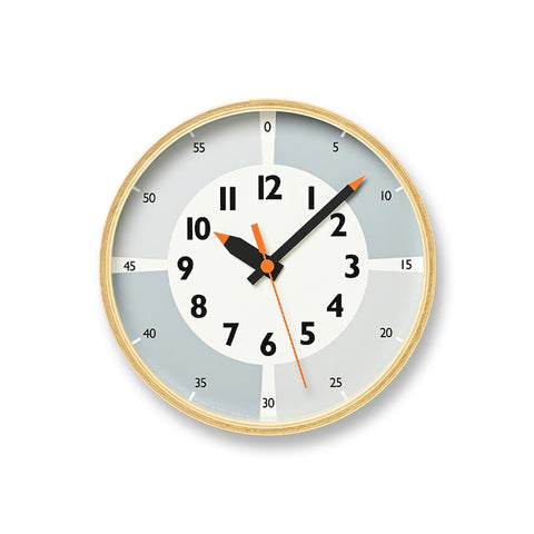 Lemnos Fun Pun Wall Clock - Grey - des. Yoko Dobashi