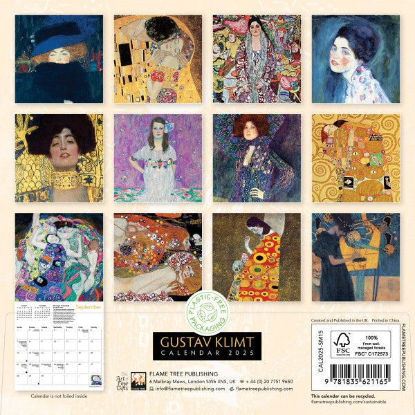 Gustav Klimt 2025 Mini Wall Calendar Salts Mill Shop