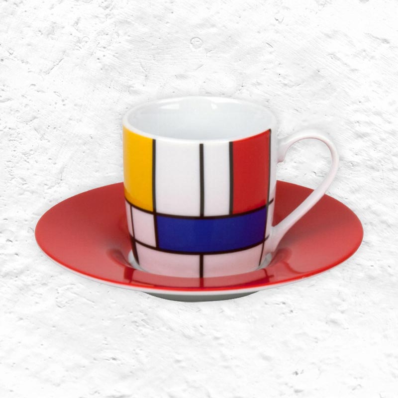 Large Fragments: Homage to Mondrian, Espresso Cup & Saucer, by Könitz