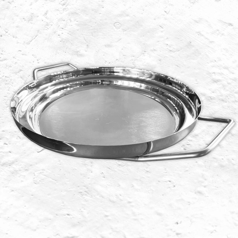 Back/Up Polished Steel 34cm Paella Low Casserole - des. Rodolfo Dordoni for KNIndustrie