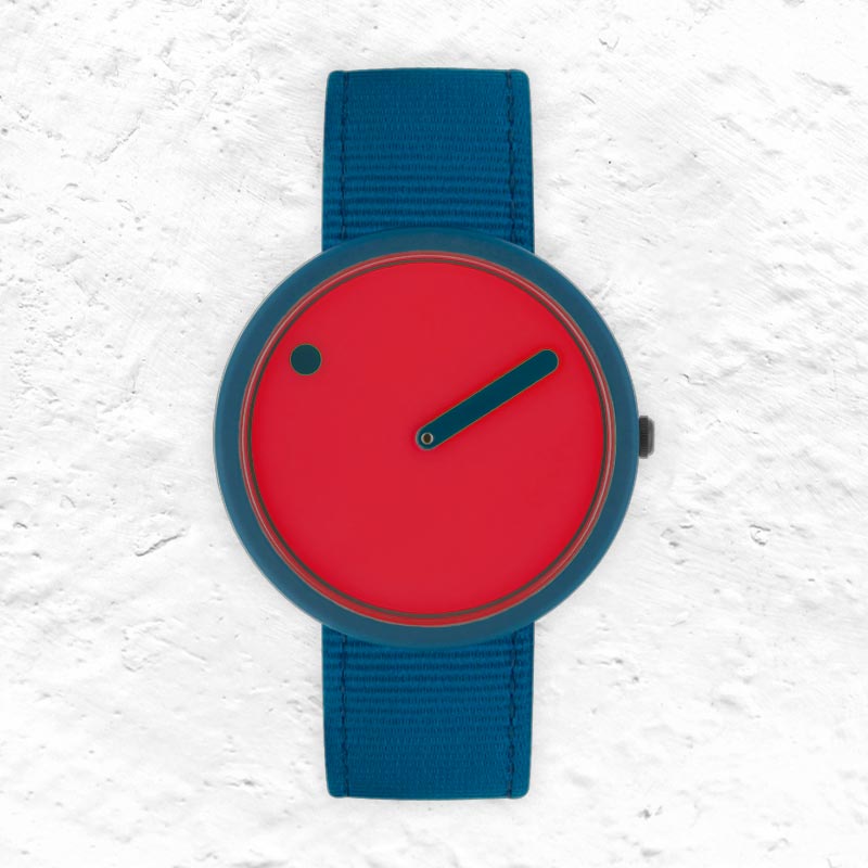 Picto Ocean Ghost Watch - Sea Star Red Dial with Deep Blue recycled fishing net strap