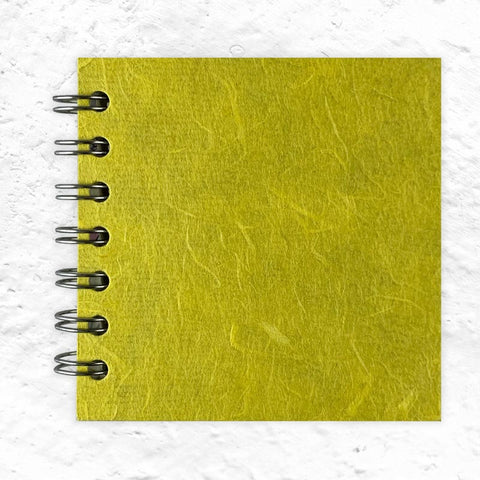 Yellow Square Notebook by Pink Pig (4x4 inches, Thai silk cover)