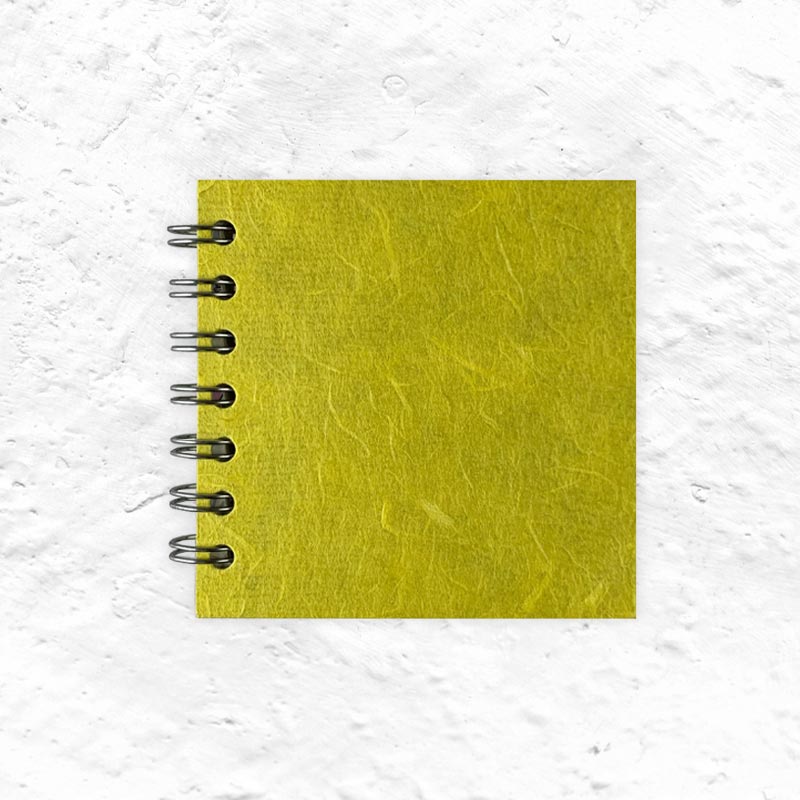 Yellow Square Notebook by Pink Pig (4x4 inches, Thai silk cover)