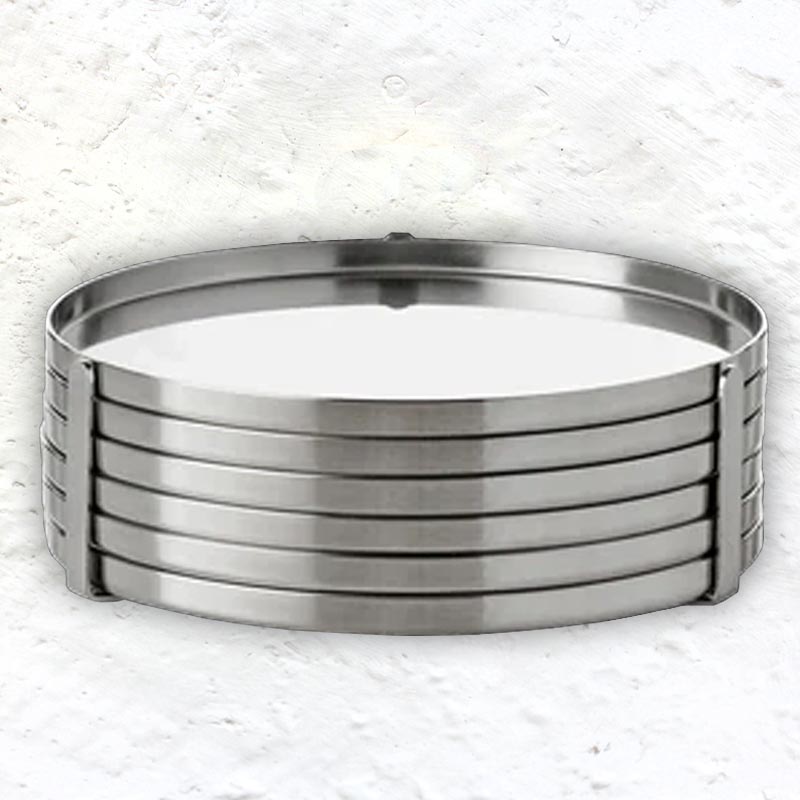 Cylinda-Line Stainless Steel Coasters - set of 6 - des. Arne Jacobsen for Stelton