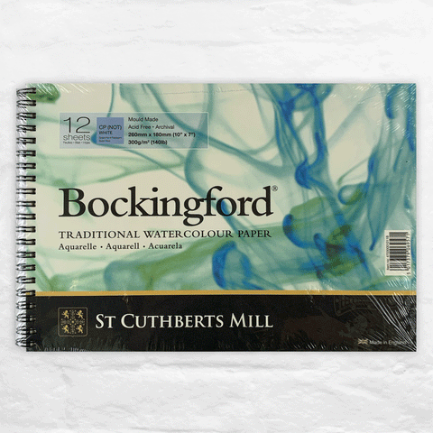 Bockingford wire bound watercolour pad, 10 x 7", 12 sheets, cold pressed (green pad)”