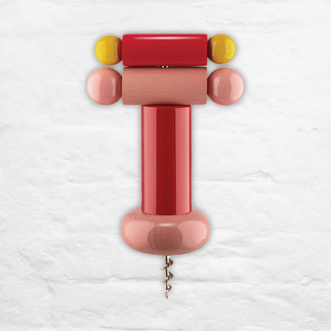 Twergi Corkscrew - Red, Pink & Yellow - des. Ettore Sottsass for Alessi, 1989  (2021 reissue)