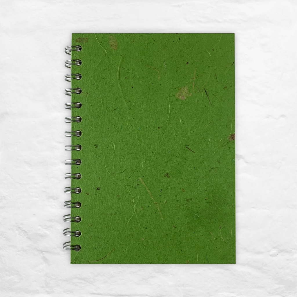 Emerald A5 Portrait Spiral Bound Sketchbook by Pink Pig (silk & banana leaf tissue cover)