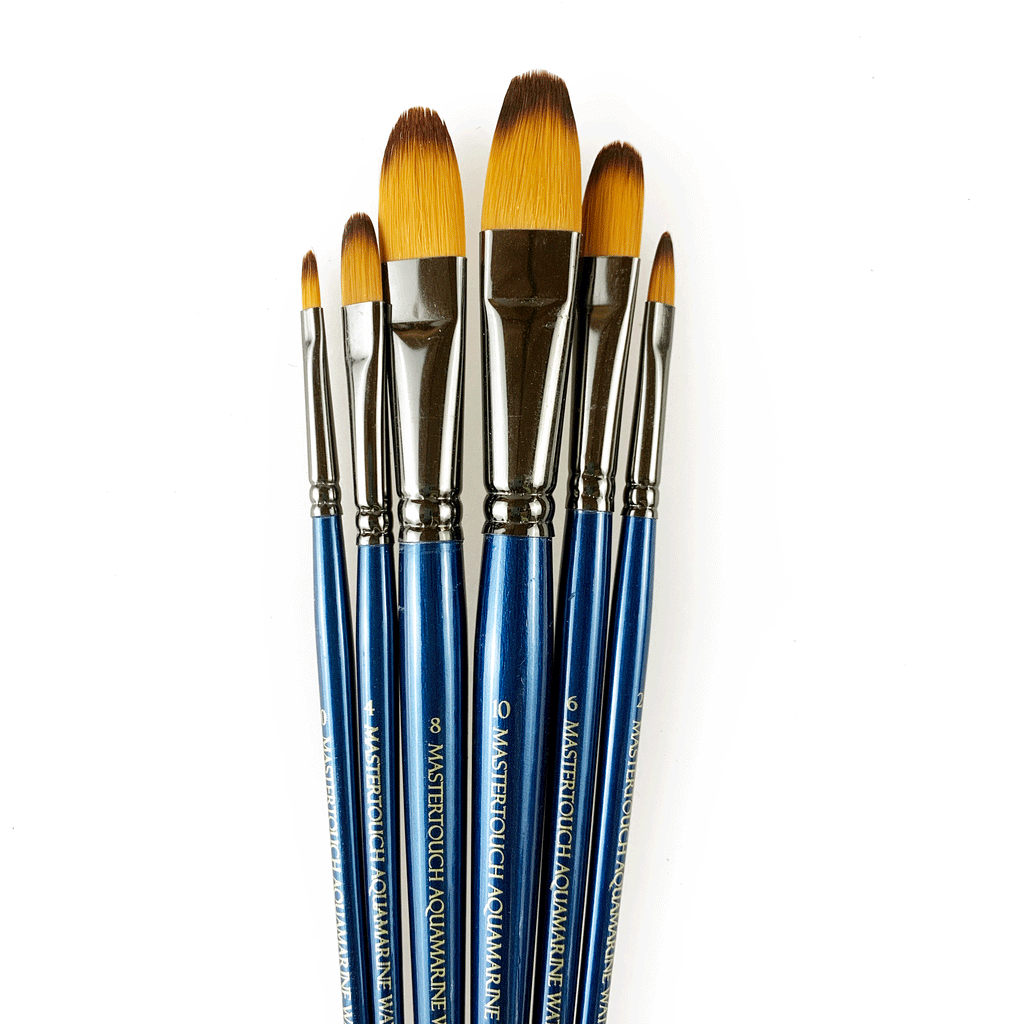 Mastertouch Aquamarine Watercolour Brushes Filbert set of 6 Salts Mill Shop