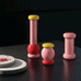 Twergi grinder - pink, red and yellow - des. Ettore Sottsass for Alessi, 1989 (2021 reissue)