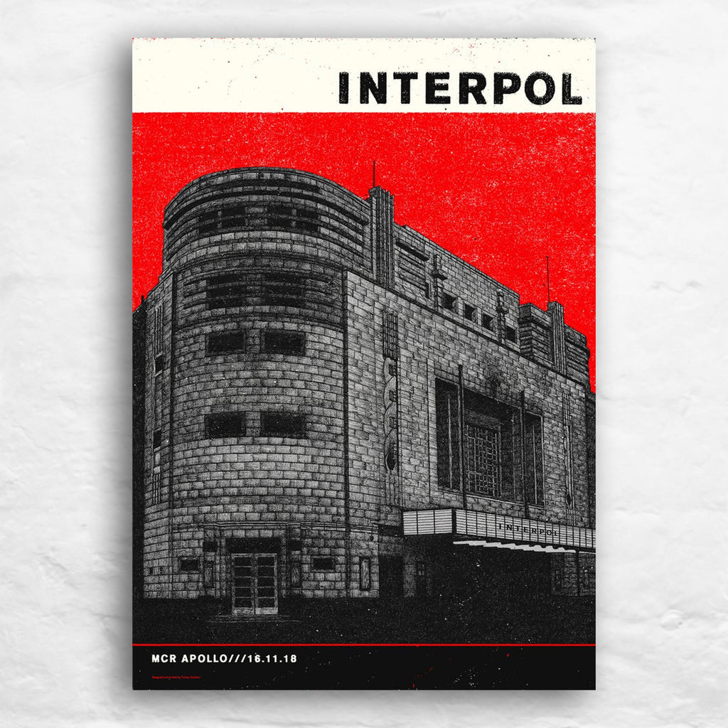 Interpol, Apollo poster by Tommy Davidson-Hawley - artist's proof, hand pulled 3 colour screenprint