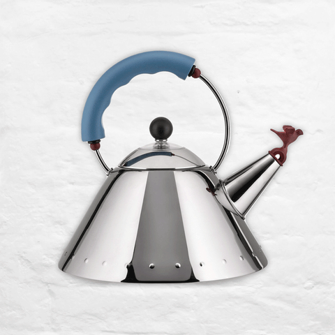 Kettle 9093 - blue - des. Michael Graves, 1985 (made by Alessi)