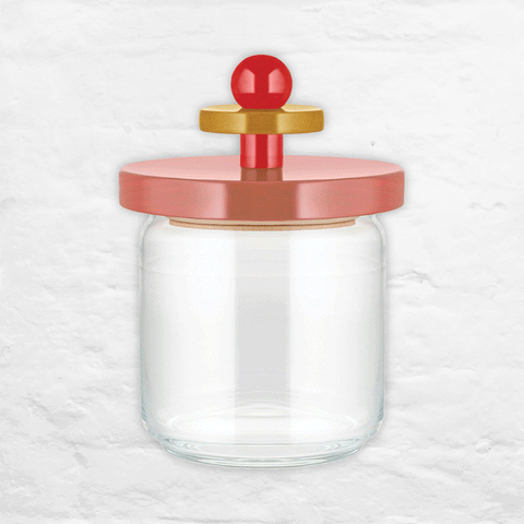 Twergi Storage Jar,  75cl - Red, Pink & Yellow - des. Ettore Sottsass for Alessi