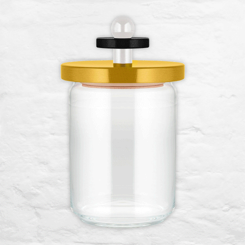 Twergi storage jar, 100cl  - Black, yellow & white - des. Ettore Sottsass for Alessi