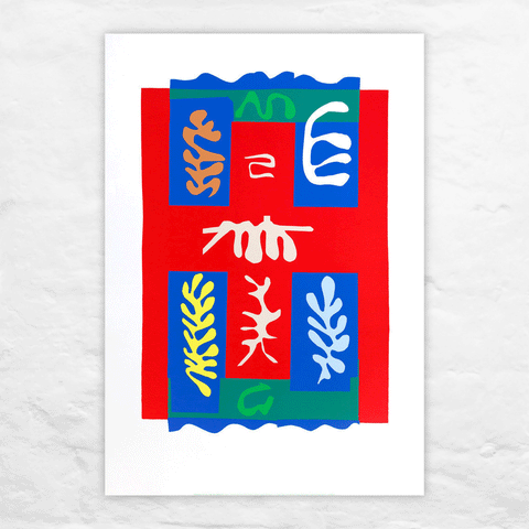 Composition a la Croix Rouge (1947) silkscreen print by Henri Matisse