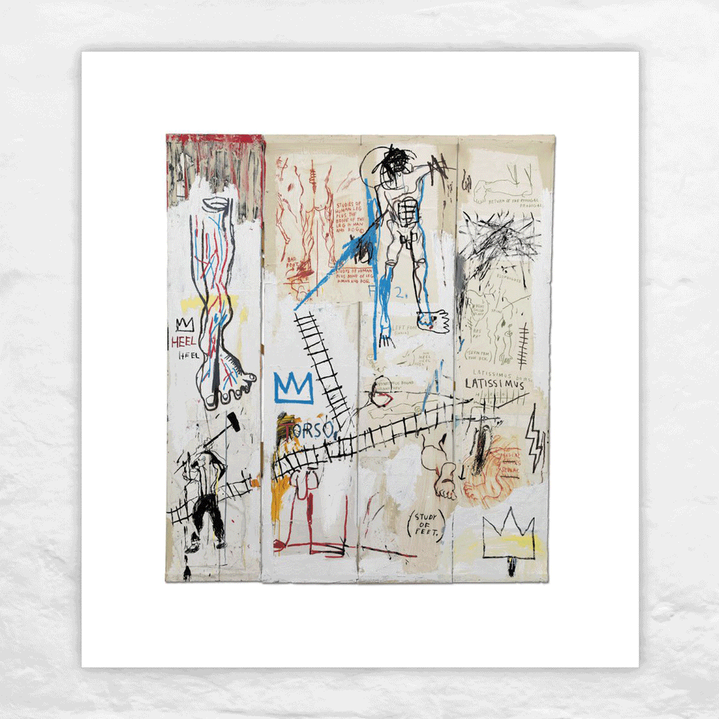 Leonardo da Vinci’s Greatest Hits, 1982 poster by Jean-Michel Basquiat (printed on watercolour paper)