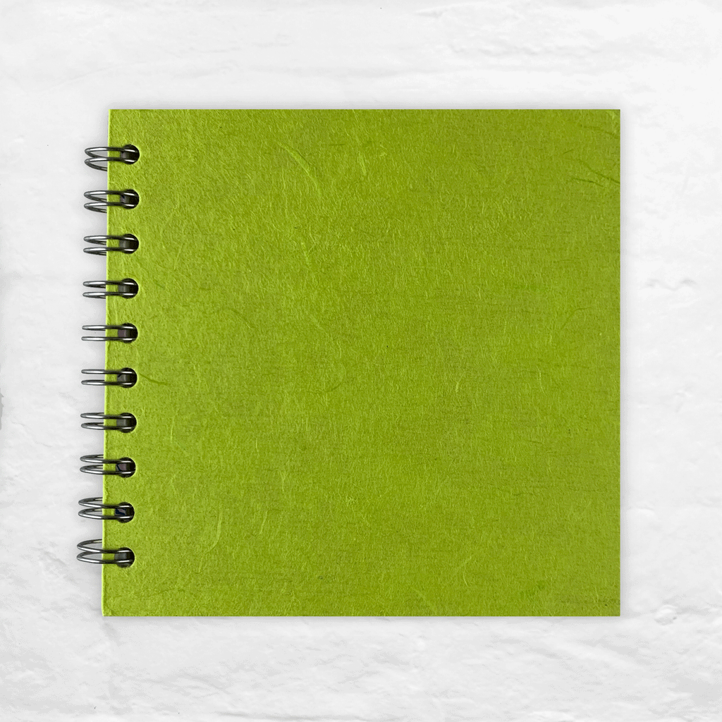 Lime Green Square Notebook by Pink Pig (6x6 inches, Thai silk cover)