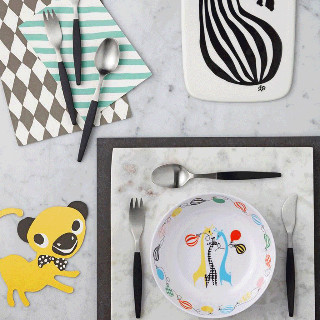 Focus de Luxe Junior Set cutlery and plate des. Folke Arstrom 1955 made by Gense Salts Mill Shop