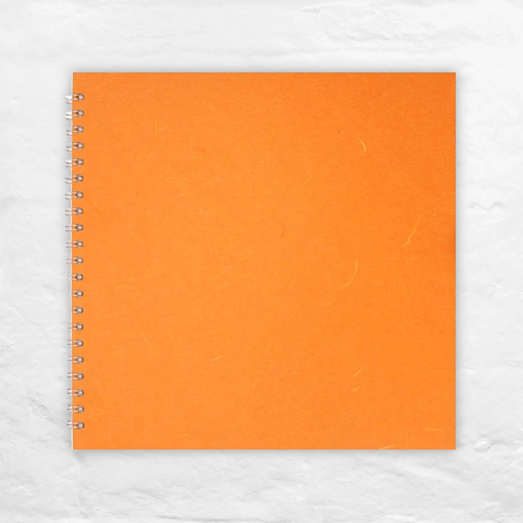 Orange Square Notebook by Pink Pig (11x11 inches, Thai silk tissue cover)