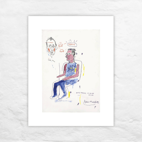 Sketch of Keith Haring, 1983 poster by Jean-Michel Basquiat (printed on watercolour paper)