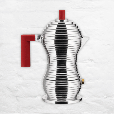 Pulcina Induction Coffee maker - 6 cup, red - des. Michele de Lucchi (made by Alessi)