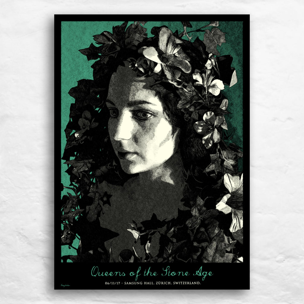 Queens of the Stone Age, Zurich poster by Tommy Davidson-Hawley - hand pulled 3 colour screenprint, artist's proof.