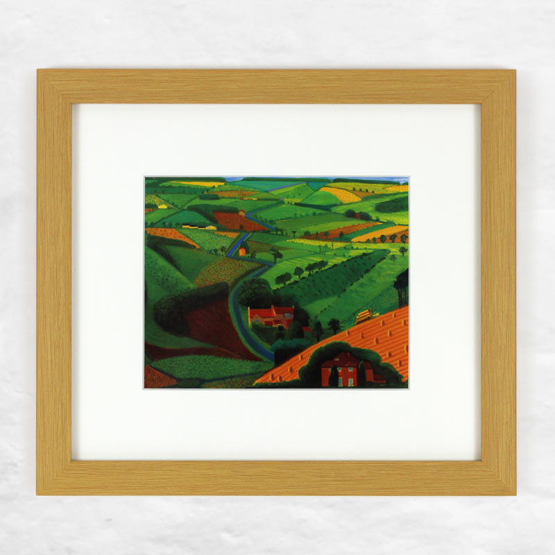 Road Across The Wolds (Mini Framed) print by David Hockney