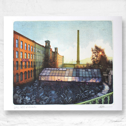 Salts Mill Allotments signed limited edition giclée print by Nick Tankard