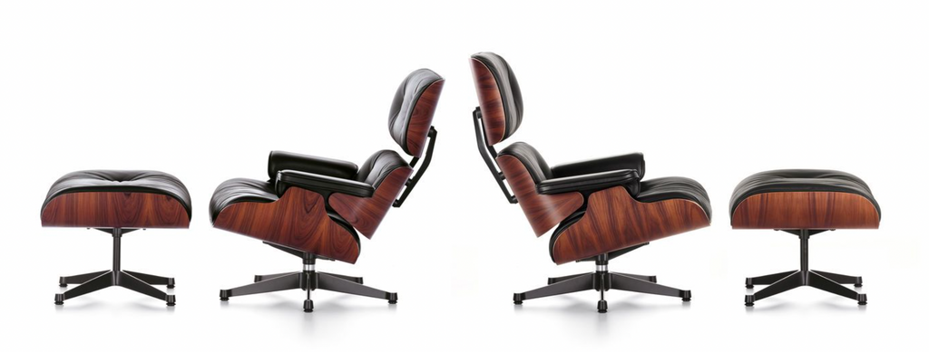 Lounge Chair and Ottoman in American cherrywood des. Charles and