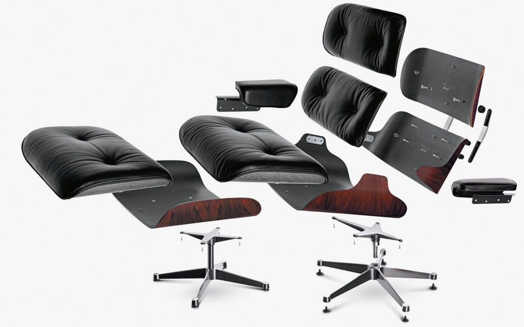 Lounge Chair and Ottoman in American cherrywood des. Charles and