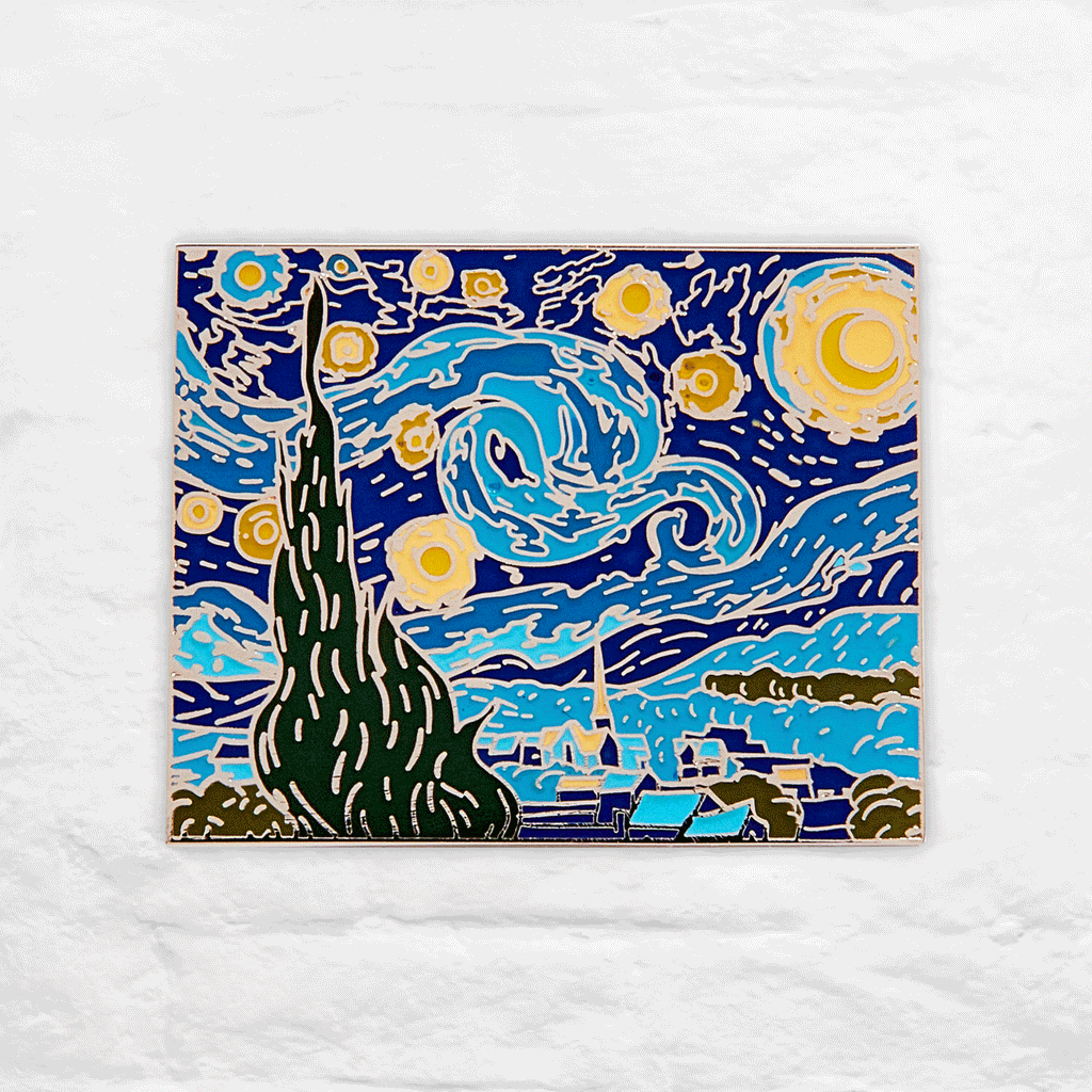 Starry Night enamel pin badge, inspired by Vincent Van Gogh