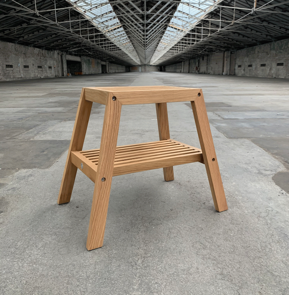 Slatted Step Oak Stool by Wireworks Salts Mill Shop